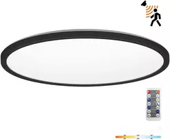 32W LED lubinis šviestuvas NIVERA CIRCLE, juodas, 3000/4000/6000K, su judesio davikliu, IP54