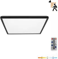 12W LED lubinis šviestuvas NIVERA SQUARE, juodas, 3000/4000/6000K, su judesio davikliu, IP54