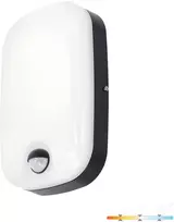 Sieninis šviestuvas 15W LED sieninis fasado šviestuvas BAVANO, juodos/baltos sp., 3000/4000/5700K, su judesio davikliu, IP54