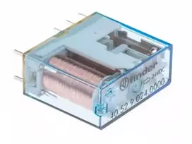 „Finder“ PCB montuojama galios relė, 24 V nuolatinės srovės ritė, 8 A perjungimo srovė, DPDT