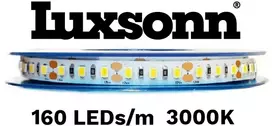 16W/m LED juosta LUXSONN, DC 24V, 160 LED/m, 3000K, IP20, BRIDGELUX diodai, 5m ritė