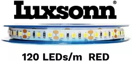 9,6W/m LED juosta LUXSONN, 2835, 120 LED/m, 24V, IP67, raudonos šviesos sp., 5m ritė