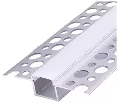 LED užglaistomas profilis KG01, anoduoto sidabro sp., 2m, su dangteliu ir užbaigimais