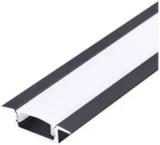 LED įleidžiamas profilis P02, juodas, 2m, su dangteliu ir užbaigimais