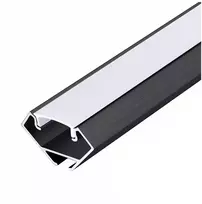 LED kampinis profilis N01, juodas, 2m, su dangteliu ir užbaigimais