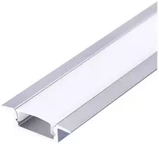 LED įleidžiamas profilis P02, anoduoto sidabro sp., 2m, su dangteliu ir užbaigimais