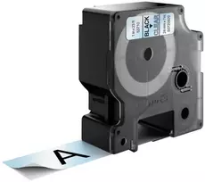 DYMO Authentic D1 etiketės | 24 mm x 7 m rulonas | Juodas spaudinys ant permatomo | Savaiminio klijavimo etiketės LabelManager etikečių spausdintuvams, juoda ant permatomo, poliesteris, Belgija, -18 - 90 °C, DYMO, LabelManager, LabelWriter 450 DUO