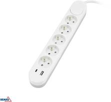 Bemko Ilgintuvas, 5-vietis, 2m, su 2x USB(C+A), baltas, max 3500W
