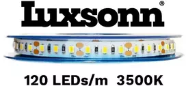 12W/m LED juosta LUXSONN, 120 LED/m, 3500K, 24V, IP65, BRIDGELUX diodai, padengta silikonu, 5m ritė