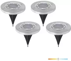 0,024W LED įsmeigiamas šviestuvas su saulės baterija CLAVO G2, chromo sp., 4000K, IP44, 4vnt. komplekte