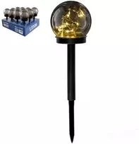0,12W LED įsmeigiamas šviestuvas su saulės baterija GLOBE, juodos sp./tamsus gaubtas, 3000K, IP44