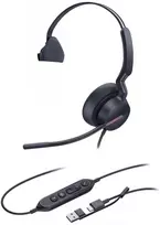 Yealink UH46 Mono USB-C/A ausinės, laidinės, 20–20000 Hz, biurui/skambučių centrui, 127 g, ausinės, juodos