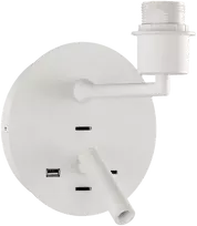 LED sieninis šviestuvas STILO, E27, baltas, su 3W 3000K LED skaitymo šviestuvėliu ir USB bei USB C jungtimis, A8202083BSP