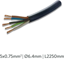 Maitinimo kabelis, 5 polių, 2250mm, skirtas EASY LINK sistemai, juodas, PUSH/DALI, K2005341N