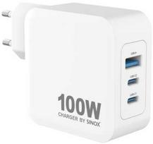 Sinox PRO 230V 2xUSB-C 1xUSB-A PD įkroviklis 100W. Balta
