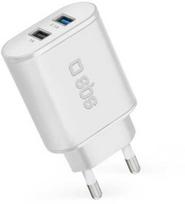 SBS Greito įkrovimo įkroviklis su dviem USB prievadais, patalpų, AC, 5 V, Baltas