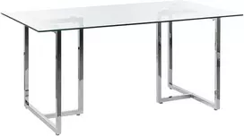 Beliani Valgomojo stalas ENVIA, sidabrinis, 160 × 90 cm, grūdintas stiklas