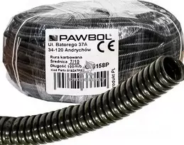 Gofruotas PVC vamzdis Pawbol 10mm (100m ritė) (juodas)