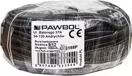 Gofruotas PVC vamzdis Pawbol 12mm (100m ritė) (juodas)