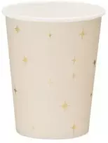 Party Deco Smėlio spalvos popierinės stiklinės su žvaigždutėmis, 6 vnt.