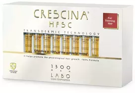 Labo Suisse, Crescina, Transdermic HFSC 1300, plaukų augimą skatinančios ampulės, serumas, galvos odai, vyrams, 20 vnt., 3,5 ml vyrams