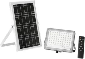 100W LED prožektorius su saulės baterija GLASER, sidabro sp., 3000K, IP65