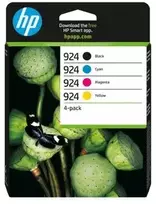 Spausdintuvas Hewlett Packard (HP) Originalios HP 924 CMYK rašalo kasetės 4 pakuotės