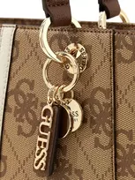 Moteriška Guess HWSS96 72250 latte spalvos rankinė su logotipu ir ruda.