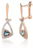 Diamond Sky Jewelry Auksiniai auskarai su deimantais ir topazais „Dangaus Geometrija“