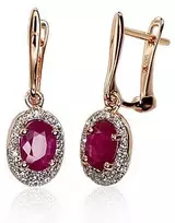 Diamond Sky Jewelry Auksiniai auskarai su deimantais ir rubinais „Saulutė III“