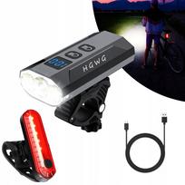 Dviračio LED žibintų rinkinys, 1200 lm, 5200 mAh, priekinis ir galinis