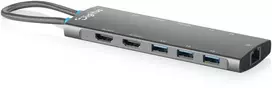 Digitus Doko stotelė USB-C 11 prievadų, HDMI 8K/30Hz + HDMI 4K/60Hz, 3x USB-A + 2x USB-C 3.2 Gen1, 2x USB-A 2.0, RJ45, Power Delivery 100W, MST/SST