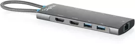 Digitus Doko stotelė USB-C 9 prievadų, 2x HDMI 4K/60Hz, 4x USB-A + 1x USB-C 3.2 Gen1, RJ45 Gigabit, Power Delivery 100W, MST/SST, kabelis 18 cm