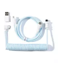 Keychron Spiralinis aviatoriaus kabelis 8K, šviesiai mėlynas, 176 m, 1 vnt., spiralinis, pintas, USB Type-C, aviatoriaus
