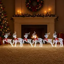 Kalėdų elnias 6 vnt. 80 LED Šalta balta 43 x 19 x 65 cm