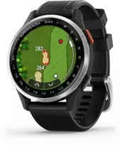 Garmin Approach® S44 Sidabrinis Aliuminio Bezel with Juodas Silicone Band