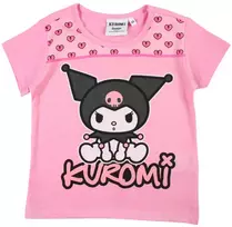 Hello Kitty Kuromi rožiniai vaikiški trumpi marškinėliai, 4 metų vaikams