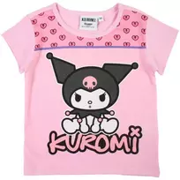 Hello Kitty Kuromi šviesiai rožiniai vaikiški trumpi marškinėliai, 6 metų