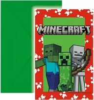 Minecraft žali vakarėlio kvietimai 6 vnt. FSC