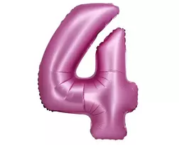 Skaičiaus atlasinės rožinės spalvos, rožinis folijos balionas „4“, 76 cm