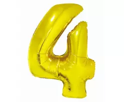 Auksinis folijos balionas „Skaičius 4“, 76 cm
