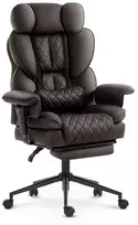 Hells Chair Biuro kėdė su kojų atrama ir reguliuojamais porankiais, dirbtinė oda, ruda