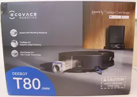 Išparduodama. Ecovacs DEEBOT T80 OMNI Vacuum cleaner Robot Wet&Dry 18000Pa TruEdge 2.0 ZeroTangle 3.0 Carpet Care Juodas + Auto-empty stat