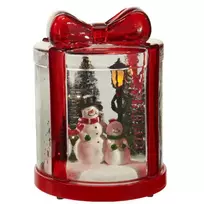 Home Styling Collection LED kalėdinis žibintas, stiklinė dovana su sniego seniais, 13 x 13 x 17 cm