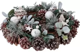 Home Styling Collection Advento vainikas su 4 stikliniais žvakių laikikliais, Ø 30 cm