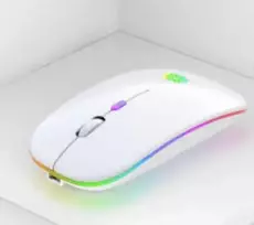 Belaidė pelė ergonominė kompiuterio pelytė, su šviesomis, spalva: balta