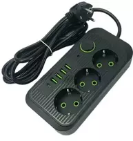 Prailgintuvas 3 kontaktų + 3USB+ 1 Type-C 2 m ES kištukinis maitinimo prailginimo laidas 2M su 3 AC lizdais ir 3 USB ir 1 Type C