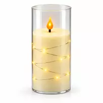 LED žvakė su dekoratyvine švieselių vielute 10755, 15 cm