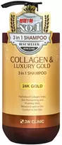 3W Clinic Collagen & Luxury Gold plaukų šampūnas su kolagenu 3in1 750 ml