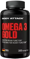 Omega-3 žuvų taukų kapsulės Body Attack Gold 300 minkštųjų kapsulių
